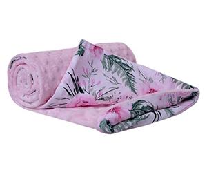Medi Partners Tapis de Jeu 100% Coton 75x100cm Couverture Douillette multifonctionnelle Double Face Minky pour landaus Doux et Moelleux (Fleurs Roses avec Rose Minky)