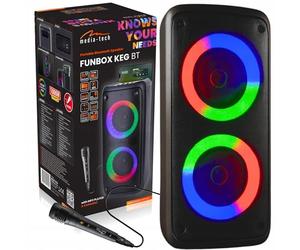 Media-Tech FUNBOX BT MT3181 Karaoké Enceinte Bluetooth Portable avec Microphone Bluetooth 40 W RMS, Prend en Charge Les Cartes Micro SD, éclairage Couleur RVB