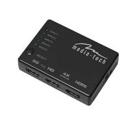 Media-Tech MT5207 Commutateur HDMI 4K, 5 Ports, Compatible avec 4K, 2160P, 3D, avec Télécommande Infrarouge, 5 Entrées, 1 Sortie, Couleur Noir