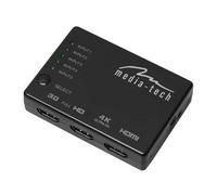 Media-Tech MT5207 Commutateur HDMI 4K, 5 Ports, Compatible avec 4K, 2160P, 3D, avec Télécommande Infrarouge, 5 Entrées, 1 Sortie, Couleur Noir