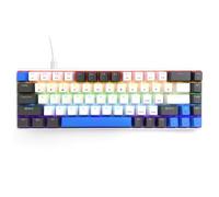 Media-Tech RED CORE MX60 Clavier de Jeu Mécanique 60% 68 Touches Commutateurs Rouges Silencieux Rétroéclairé Multicolore Anti-ghosting USB-C Taille Compacte Ergonomique Blanc Bleu