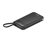 MediaRange Batterie supplémentaire mobile 10 000 mAh avec câbles de charge intégrés et écran LCD, prend en charge USB-C Power Delivery et Quick Charge, noir