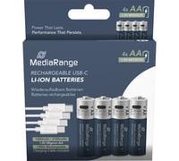 MediaRange Piles rechargeables USB-C Mignon AA 1,5 V 1400 mAh Lot de 4