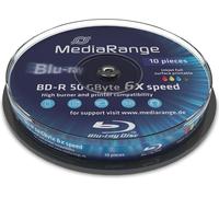 MediaRange Bluray 50GB 10pcs BD-R cake 6x Inkjet Fullprint.