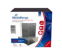 MediaRange BOX32-25 : Étui fin noir/transparent pour 1 disque optique, épaisseur 5.2mm, lot de 25 unités, plastique.