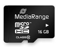 MediaRange - Carte mémoire flash (adaptateur microSDHC - SD inclus(e)) - 16 Go - Class 10 - micro SDHC - noir Noir G