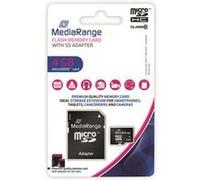 MediaRange - Carte mémoire flash (adaptateur microSDHC - SD inclus(e)) - 4 Go - Class 10 - micro SDHC - noir Noir G