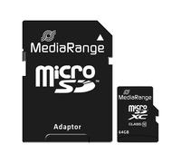 MediaRange - Carte mémoire flash (adaptateur microSDXC vers SD inclus(e)) - 64 Go - Class 10 - microSDXC - noir