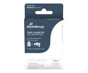 MediaRange Cassette à ruban en plastique pour Brother TZ-231/TZe-231, forte adhérence, 12 mm, 4 m, laminé, noir sur blanc