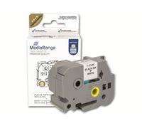 MediaRange Cassette d'écriture en plastique, pour/remplace Brother® TZ-261/TZe-261, adhésif permanent, 36mm, 8m, laminé, noir sur blanc