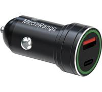 MediaRange Chargeur de voiture 20W 1x USB-A et 1x USB-C Alu, noir.