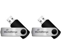 MediaRange Clé USB 16 Go Argenté MR910 Noir (Lot de 2)