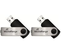 MediaRange Clé USB 2.0 128 Go Noir/argenté (Lot de 2)