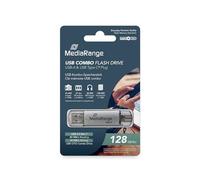 MediaRange Clé USB 3.0 Combo avec connecteur USB Type-C 128 Go argenté MR938
