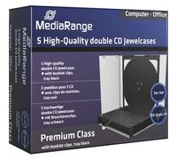 MediaRange - Coffret pour CD - capacité : 2 CD/DVD - noir, transparent (pack de 5)