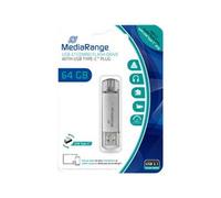 MediaRange combo - Clé USB - 64 Go - USB 3.1 / USB-C - argent