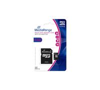 MediaRange microSDHC 8GB Classe 10 Noir - MR957 - Inclut adaptateur SD - Compatibilité Windows, macOS, Linux - Dimensions 11x15x1mm