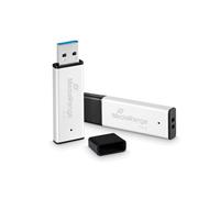 MediaRange MR1902 - Lecteur Flash USB 128Go USB Type-A 3.2 Gen 1 - Lecture 220Mo/s Ecriture 140Mo/s - Aluminium Noir/Argent - 59x17x7mm