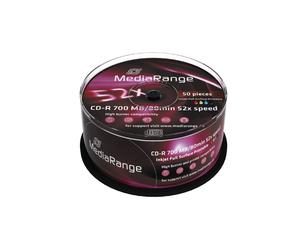 MediaRange MR208 - CD-R 700 Mo 52x - Boîte de 50 - Disque Optique 120 mm - Temps d'enregistrement 80 min - Surface Imprimable