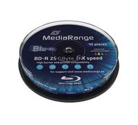 Inkjet Fullsurface-Printable - 10 x BD-R - 25 Go 6x - blanc - surface imprimable par jet d'encre - spindle