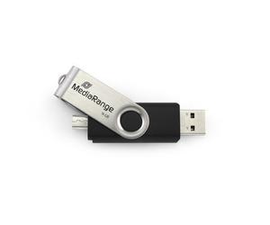 MediaRange MR932-2 lecteur USB flash 32 Go USB Type-A / Micro-USB 2.0 Noir, Argent