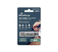 MediaRange Clé USB MR937 64 Go Double connecteur USB‑C et USB 3.0 Gris