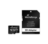 MediaRange MR947 Carte MicroSDXC 512Go UHS-I Classe 10, Lecture 100Mo/s, Ecriture 30Mo/s, UHS Class 3 (U3), V30, avec adaptateur SD