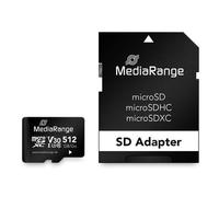 MediaRange Carte MicroSDXC 512 Go UHS‑I Classe 10 U3 V30 100/30 Mo/s avec adaptateur SD