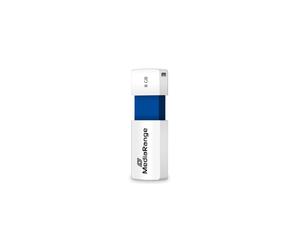 MediaRange MR971 - Lecteur USB 2.0 8Go Type-A, Lecture 12Mo/s, Écriture 4Mo/s, Format Slide, Compatible Windows/macOS/Linux, Bleu/Blanc, 56x21x9mm
