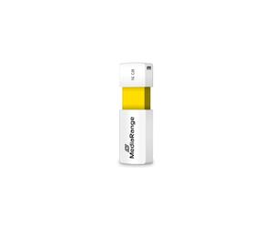 MediaRange MR972 : Clé USB 2.0 16Go Type-A, Lecture 12Mo/s, Ecriture 5Mo/s, format Slide, compatible Windows/macOS/Linux, coloris Blanc/Jaune