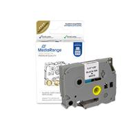 MediaRange MRBTZ231 Étiquette Jet d'Encre 1.2cm Noir/Blanc Adhésif Permanent Résistante Intempéries Compatible Brother P-Touch (1 pièce)