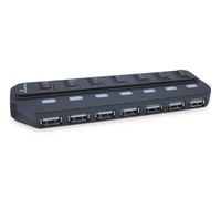 MediaRange MRCS504 Hub USB 2.0 1:7 avec interrupteurs marche/arrêt séparés