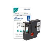 MediaRange MRDY45013 Ruban Étiquettes Adhésives Noir 1.2cm x 7m Permanent Compatible Dymo LabelManager (100, 160, 210D, 220P, 260P, etc.) Résistant aux intempéries