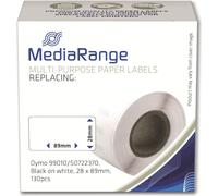MediaRange MRDY99010 MediaRange étiquettes papier comp. Dymo 28x89mm 130 pcs. sw/ws
