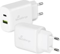 MediaRange Chargeur de Prise 25 W avec Sortie USB-A et USB-C, Blanc