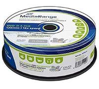 MEDIARANGE mrpl612 rohlinge et la mémoire des médias DVD-R 4,7 Go/120min, Vitesse 16 x Inkjet fullsurface Printable, WaterGuard, High Glossy and Wide sputtered, Cake 25 Blanc
