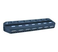 MediaRange Répartiteur USB 2.0 1:7 avec interrupteurs séparés, Alimentation Bus Noir