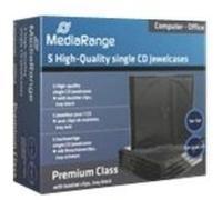 MediaRange Retail-Pack CD-Jewelcases single - Coffret pour CD - capacité : 1 CD/DVD - noir, transparent (pack de 5) G