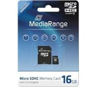 Mediarange Carte SD microSD 16 Go SD cl.10 avec Adaptateur