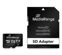 MediaRange Carte MicroSDXC 512 Go UHS‑I Classe 10 U3 V30 100/30 Mo/s avec adaptateur SD