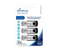 MediaRange USB 2.0 Flash Drive 16GB - 3 Pack - Mini USB Flash Drive with Secure