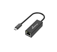 MediaRange USB Type-C Adaptateur Réseau avec Port RJ45 10/100/1000Mbps, 20cm, Noir