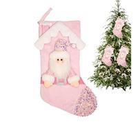 Medias navideñas rosas, lindas medias navideñas,Medias navideñas de dibujos animdos de Papá Noel, muñeco de Nieve y Alce con | Medias Grandes de decoraciones navideñas familiares, Bolsa d