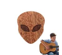 Médiator de guitare en bois massif pour Halloween - Médiator en forme de | Style d'œuvre d'art sculpté, taille 26 x 31 mm, pour ukulélé basse électrique acoustique, cadeau accessoire d'instrument