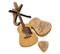 Médiator de Guitare épais, médiators et étui de Guitare en Bois - Accessoires de Guitare Cool,Plectres en Bois avec boîte de Rangement en Forme de Guitare pour Acoustique, électrique, Basse, ukulélé