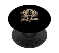 Médiator de Guitare Jésus Musique Pastor Happy Easter Day Guitarist PopSockets PopGrip Adhésif
