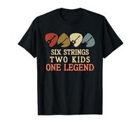 Médiator de guitare Six Strings Two Kids One Legend Fête des pères T-Shirt