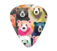 Médiator personnalisé imprimé ours colorés, 12 pièces, dans une boîte, pour un son clair, ukulélé, basse électrique (0,46 x 0,71 x 0,96 mm)