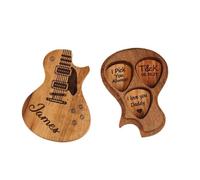 Médiators de guitare en bois personnalisés avec étui, coffret de médiators en bois sculpté au laser pour la Saint-Valentin anniversaire (1 boîte + 3 médiators)