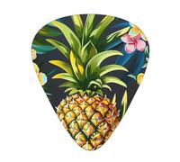 Médiators de guitare imprimés ananas tropical hawaïen, boîte de 12 médiators pour un son clair, ukulélé, guitare électrique, acoustique, basse (0,46 0,71 0,96 mm)